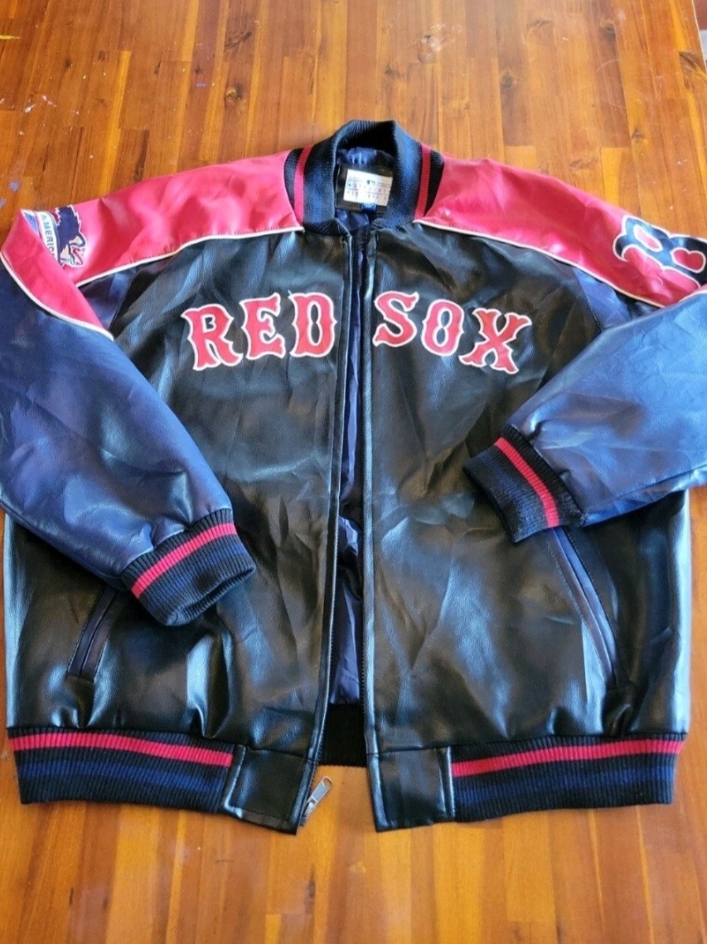 Boston Red Sox Genuine Merch Faux Leather Jacket XL Excellent Used Condition
